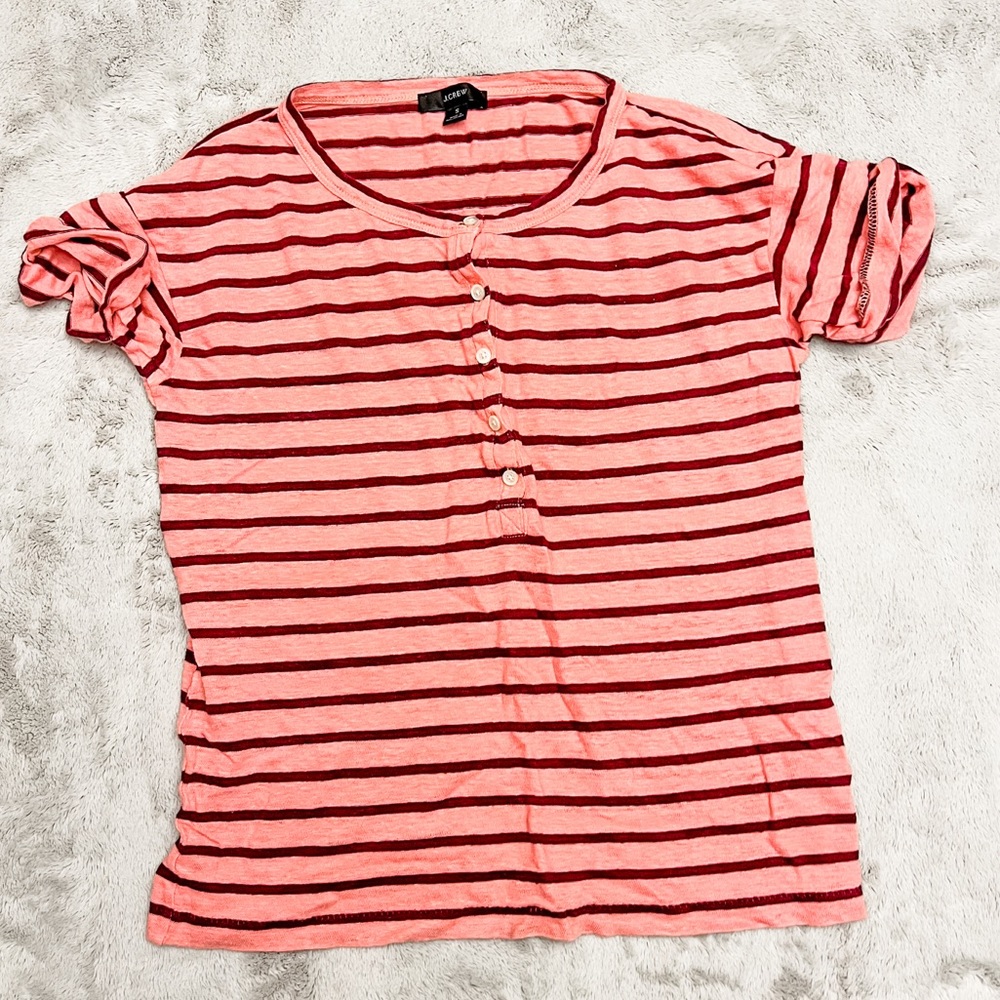 J. Crew Pink Stripe T-Shirt